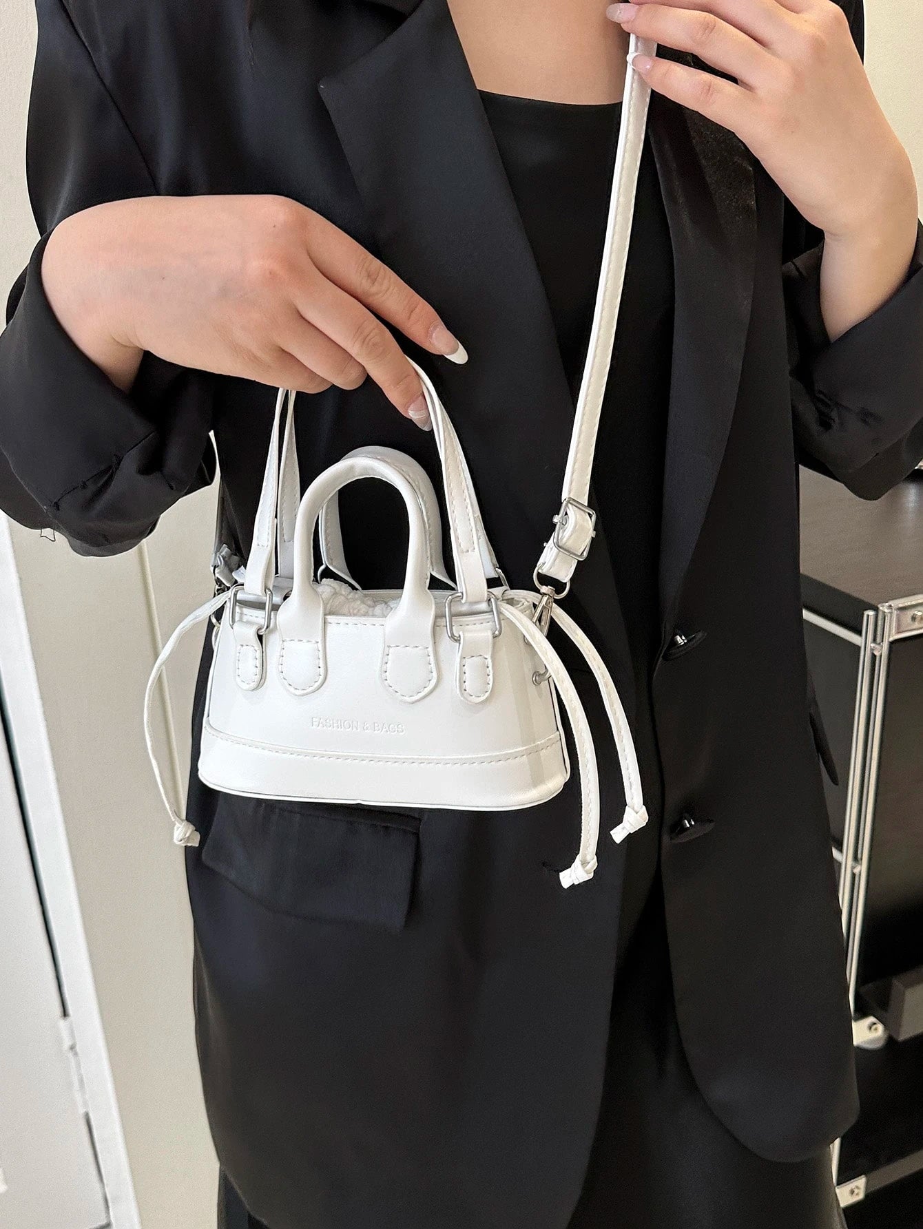 Crocodile Embossed Bucket Bag Mini Drawstring Design Funky