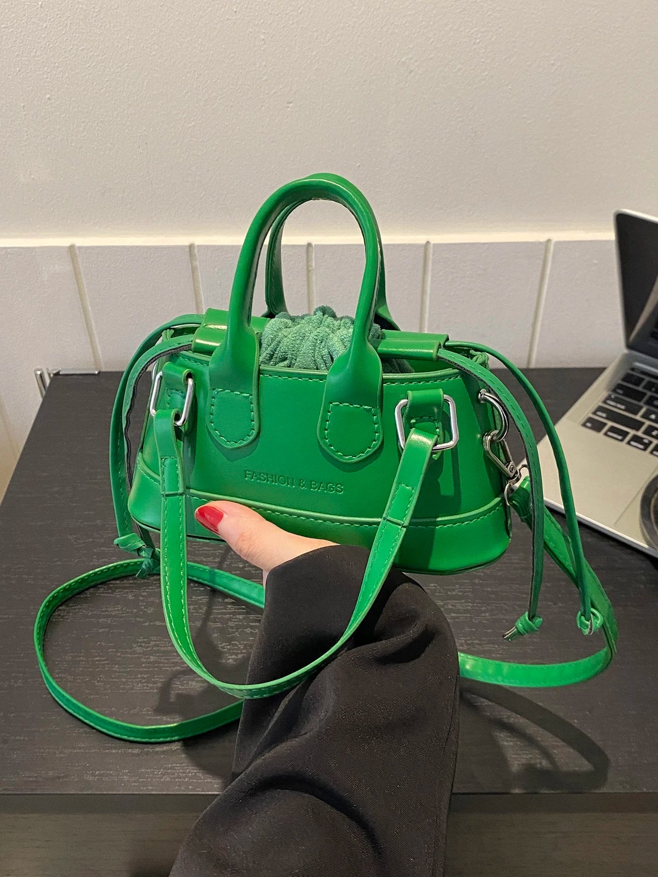 Crocodile Embossed Bucket Bag Mini Drawstring Design Funky