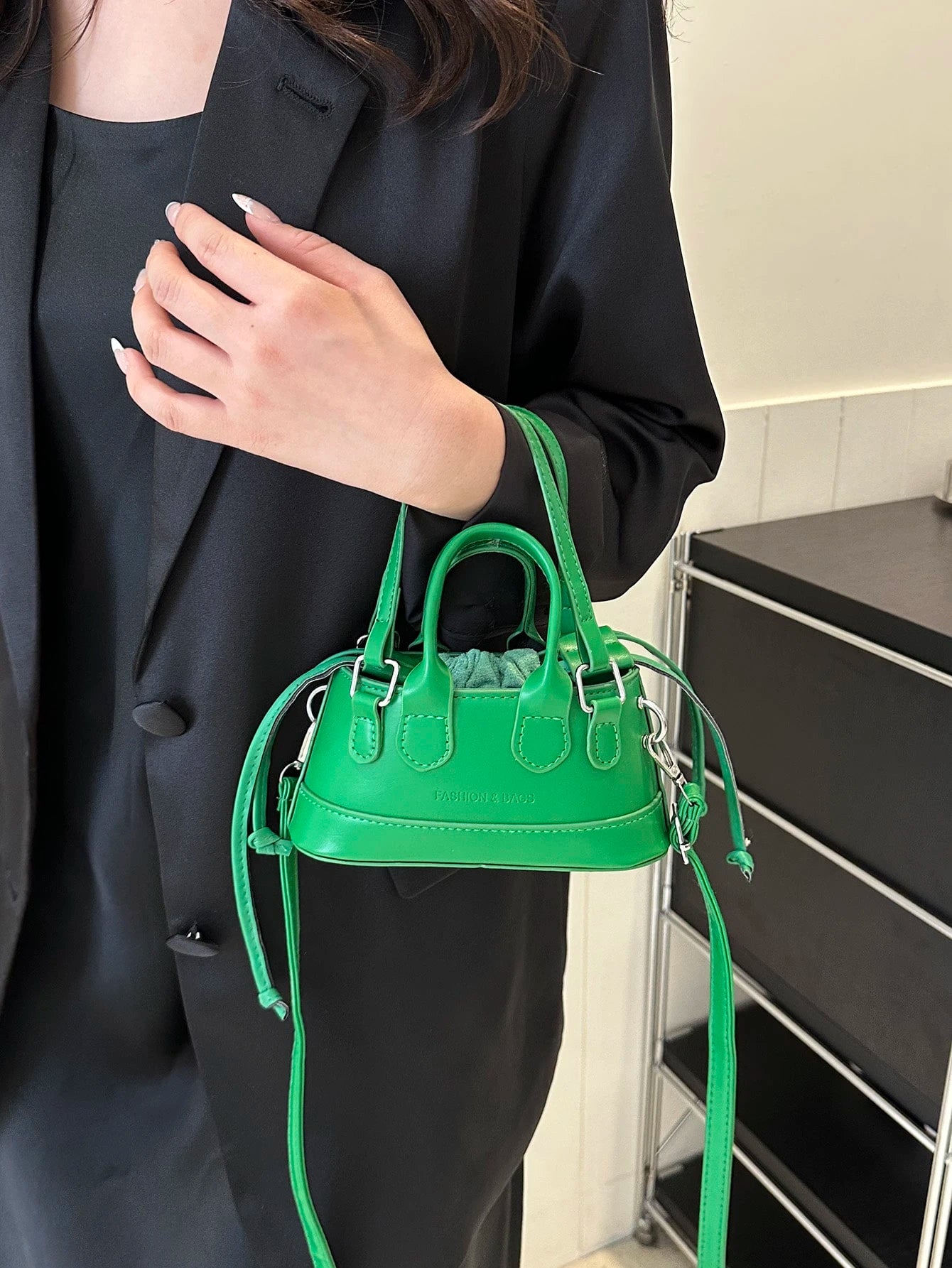 Crocodile Embossed Bucket Bag Mini Drawstring Design Funky