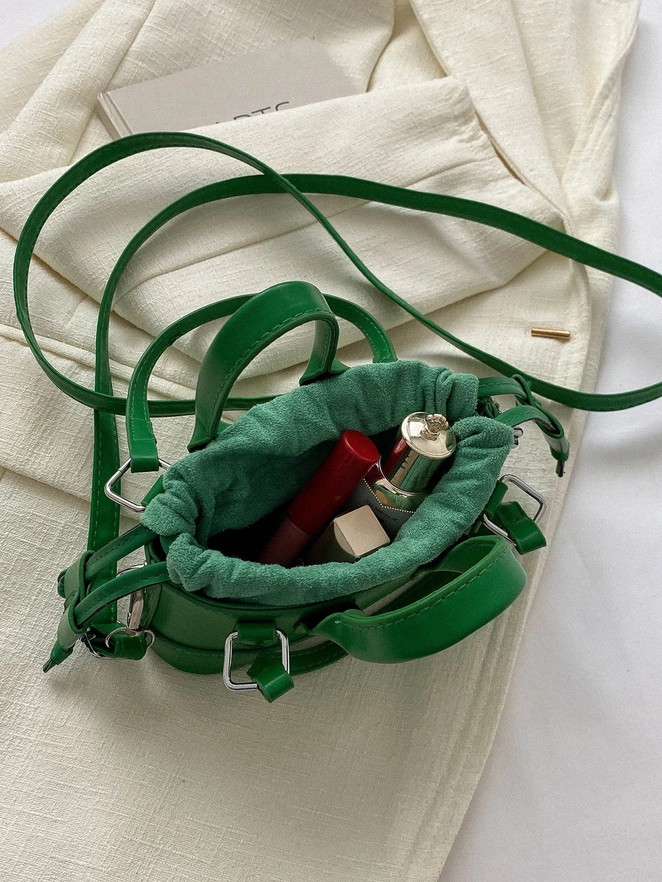 Crocodile Embossed Bucket Bag Mini Drawstring Design Funky