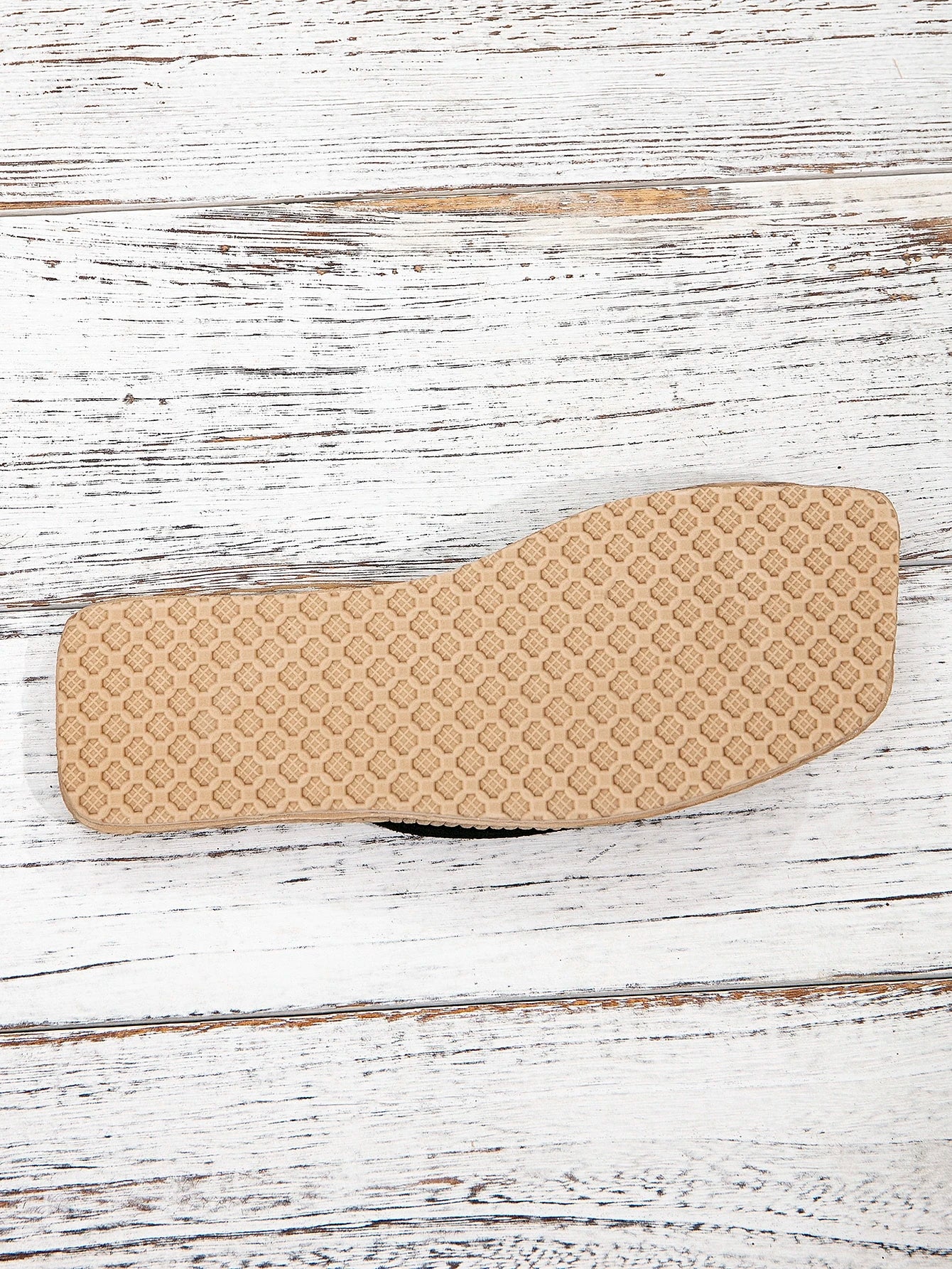 Women's Simple Style Black Suede Flat Slippers With Striped Design