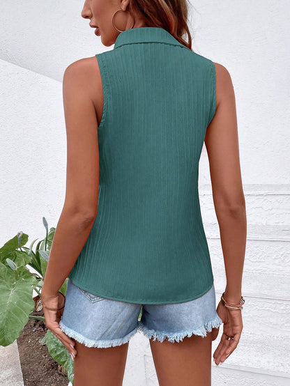 EMERY ROSE Sleeveless Button-Up Minimalist Casual Blouse Women Shirt