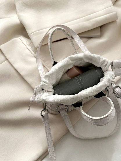 Crocodile Embossed Bucket Bag Mini Drawstring Design Funky