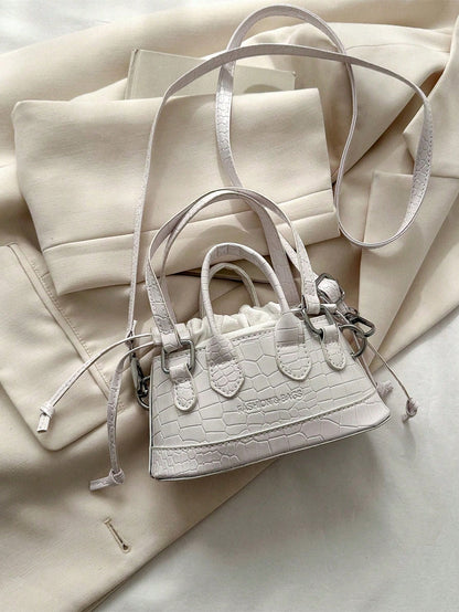Crocodile Embossed Bucket Bag Mini Drawstring Design Funky