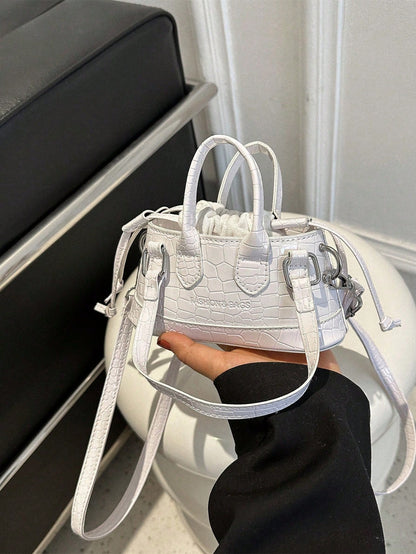 Crocodile Embossed Bucket Bag Mini Drawstring Design Funky