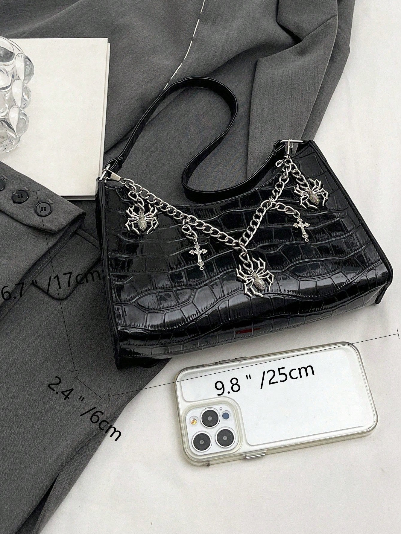 Crocodile Embossed Shoulder Bag, Animal Print Women Bag