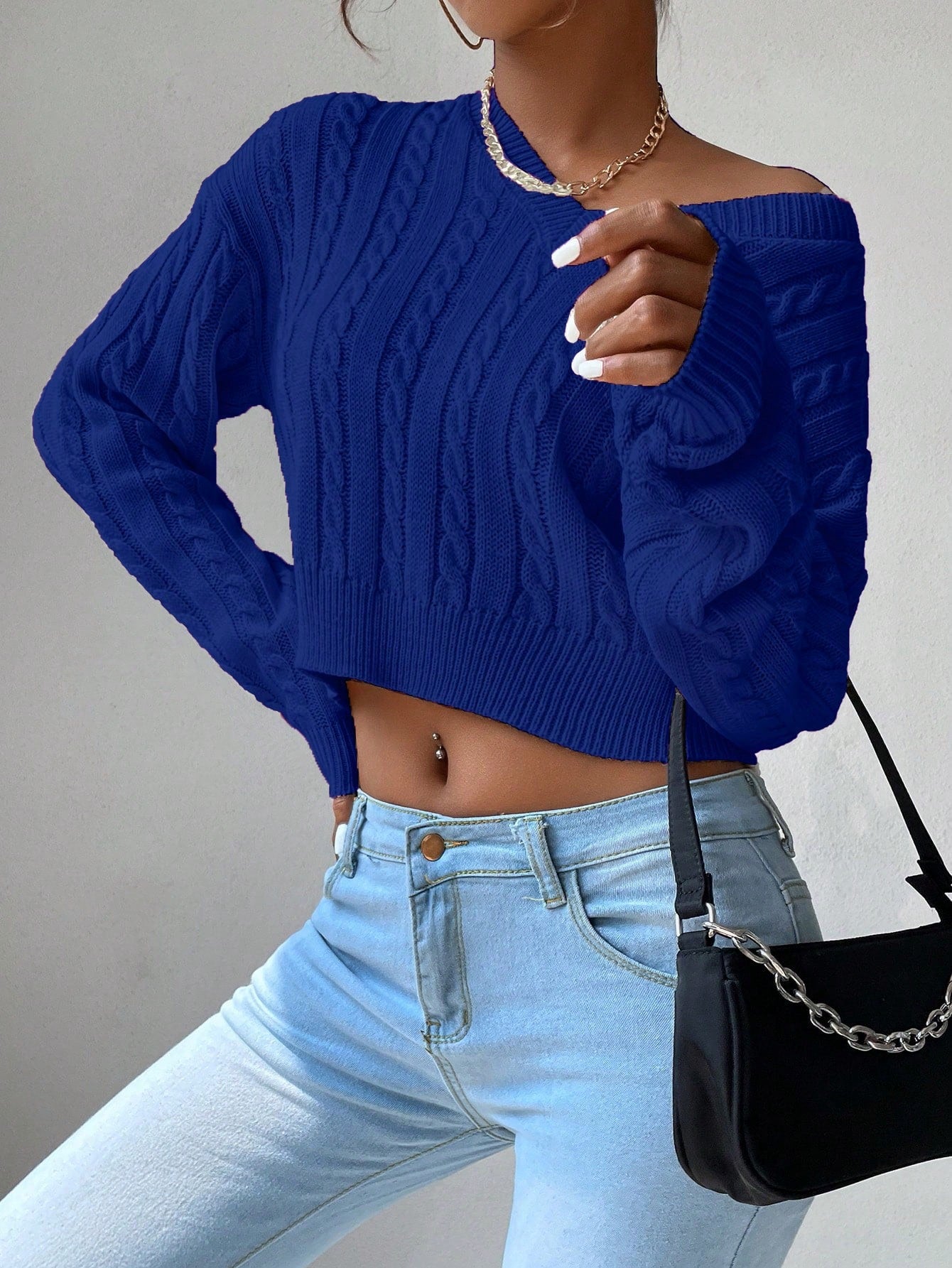 Chiquease V-Neck Cable Knit Sweater,Long Sleeve Tops Knit Pullover Fall Winter Outfit