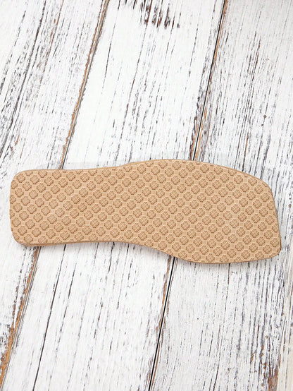 Women's Simple Style Black Suede Flat Slippers With Striped Design