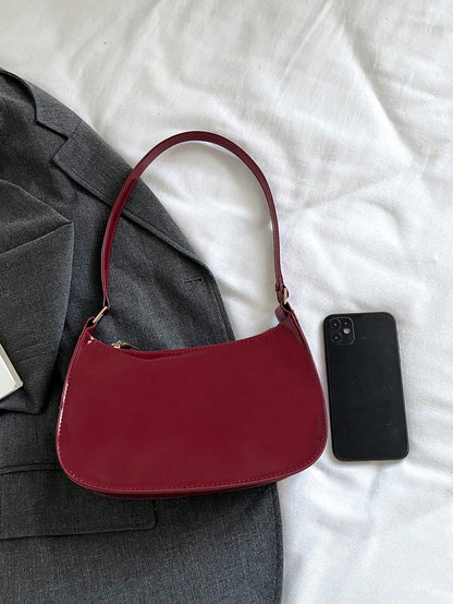 Solid Color Minimalist & Elegant Embossed Shoulder Bag