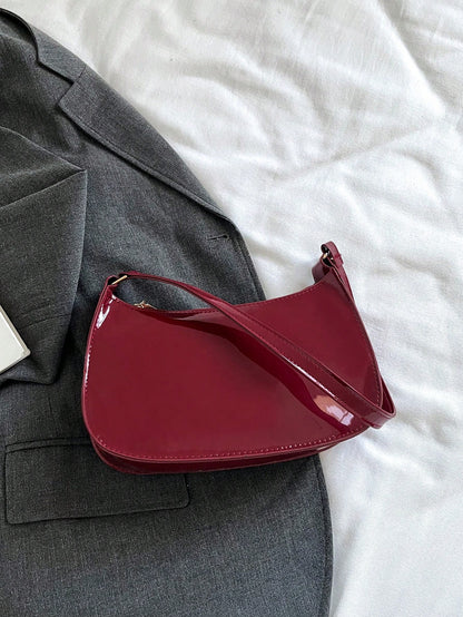 Solid Color Minimalist & Elegant Embossed Shoulder Bag