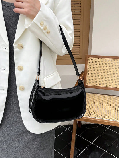 Solid Color Minimalist & Elegant Embossed Shoulder Bag