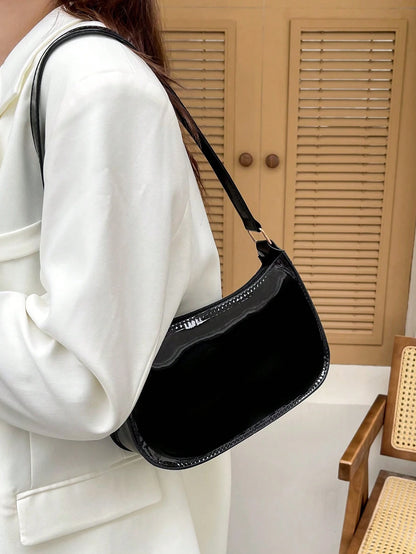 Solid Color Minimalist & Elegant Embossed Shoulder Bag