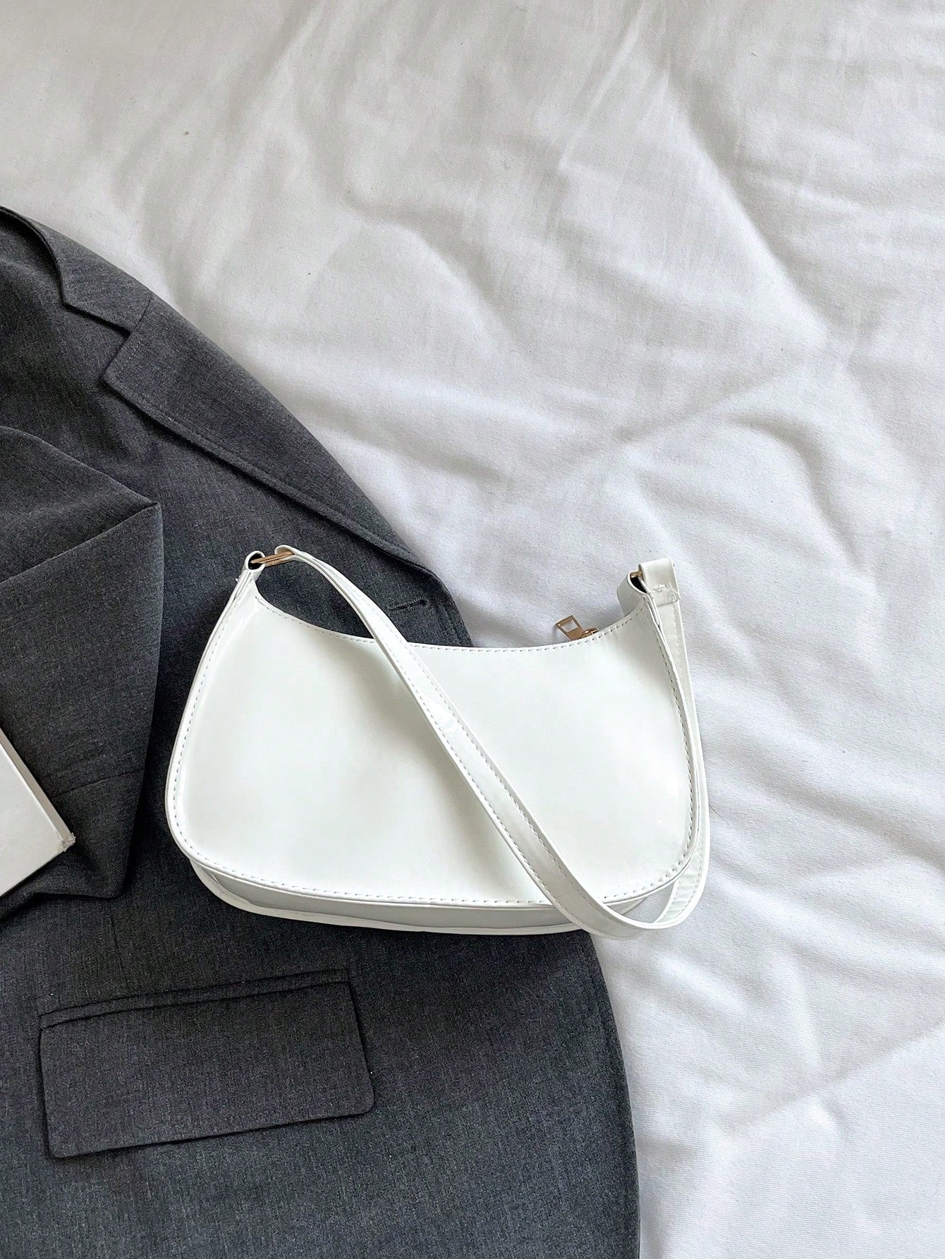 Solid Color Minimalist & Elegant Embossed Shoulder Bag