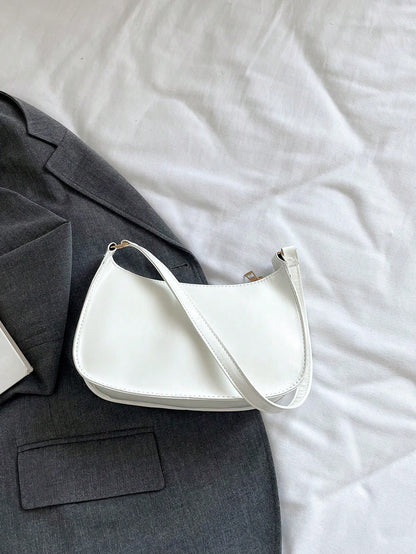 Solid Color Minimalist & Elegant Embossed Shoulder Bag