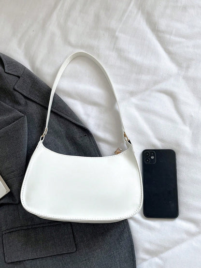Solid Color Minimalist & Elegant Embossed Shoulder Bag