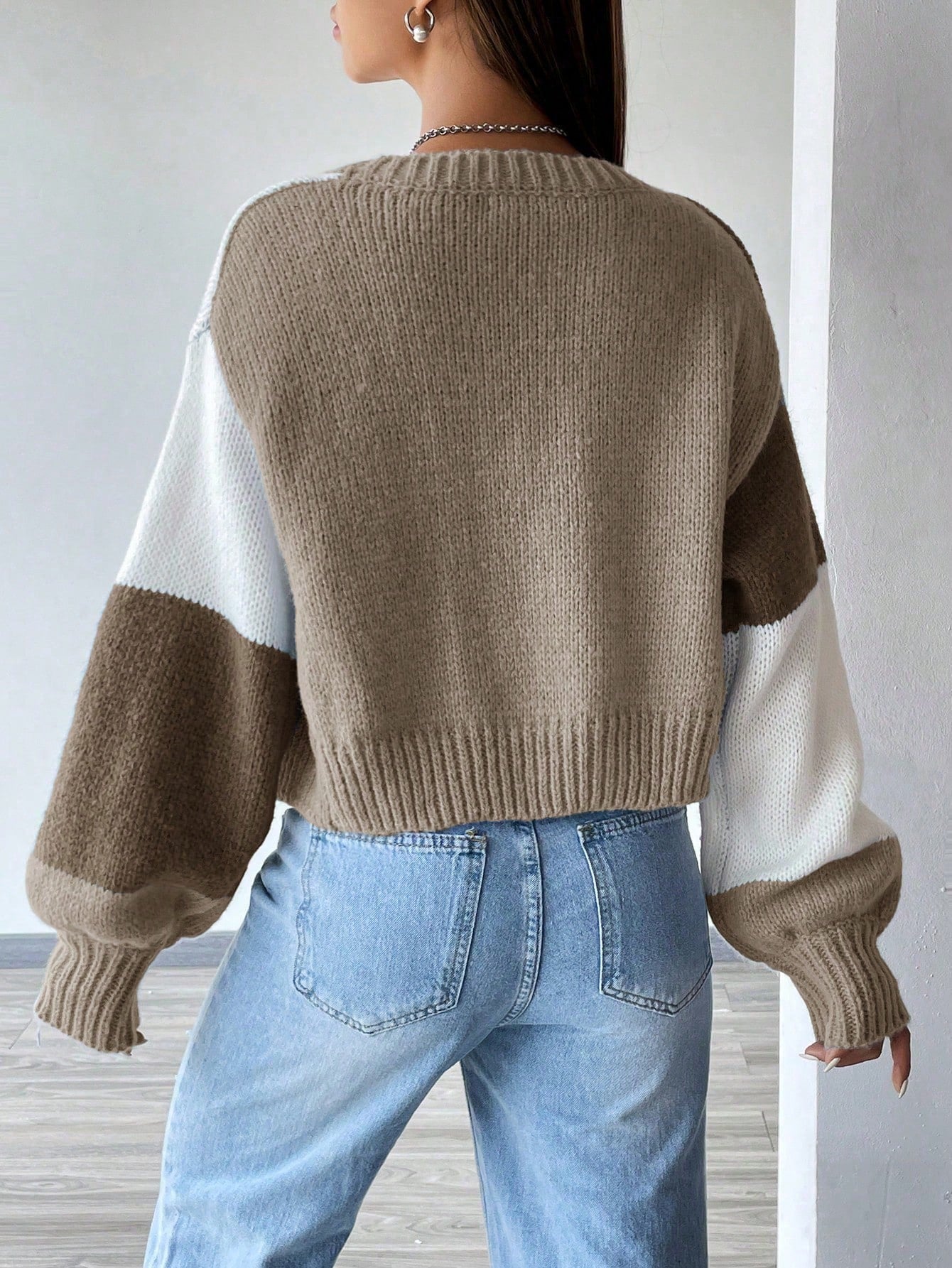 Flirla Colorblock Drop Shoulder Duster Cardigan,Long Sleeve Tops Fall Winter Cloth For Women