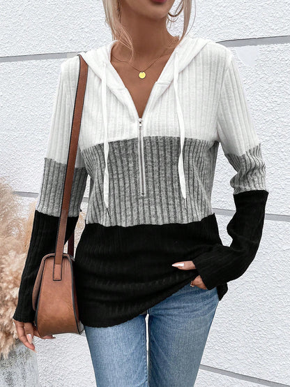 EMERY ROSE Ladies' Color Blocking Drawstring T-Shirt Graphic Tees Women Tops Fall Cloth For Women