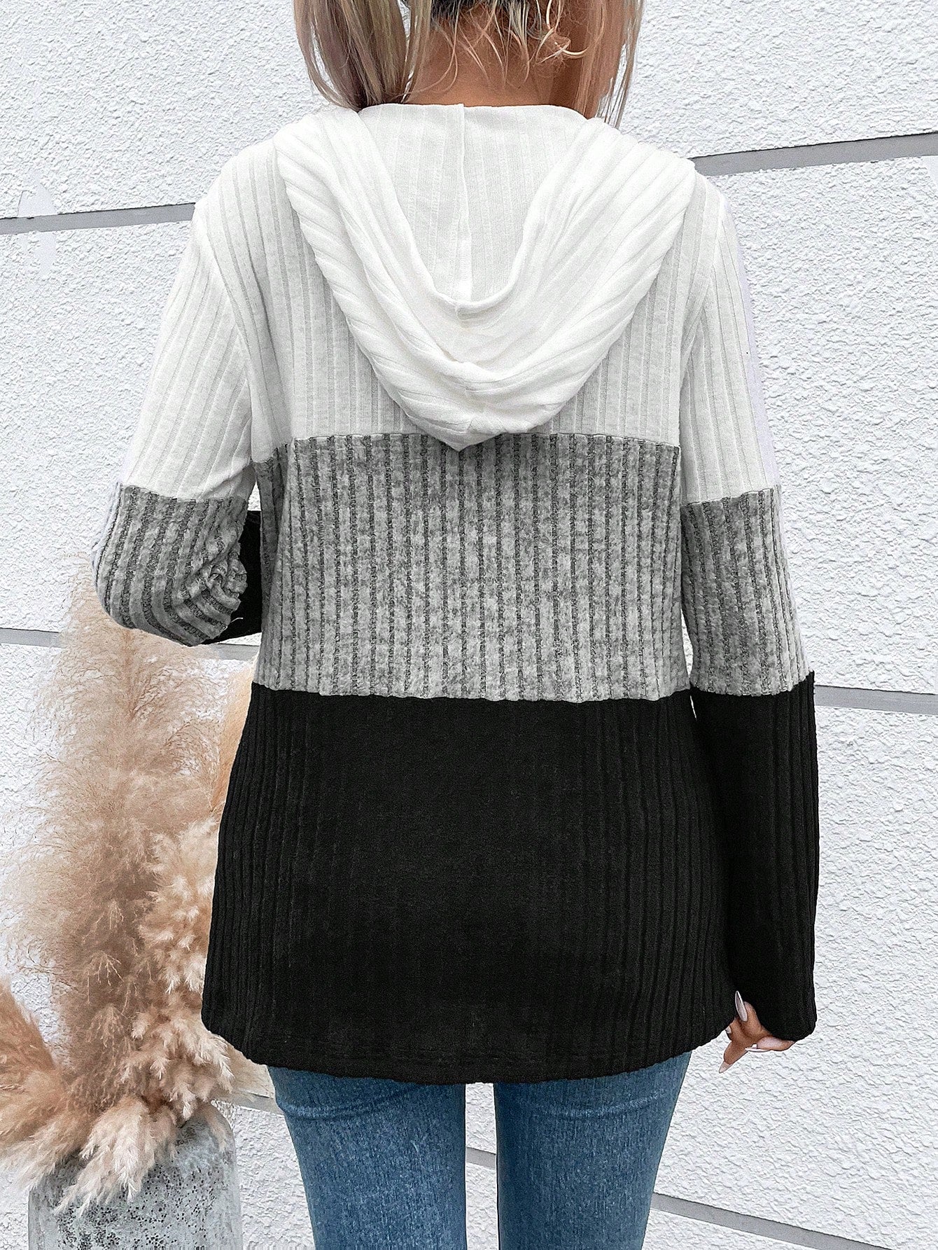 EMERY ROSE Ladies' Color Blocking Drawstring T-Shirt Graphic Tees Women Tops Fall Cloth For Women