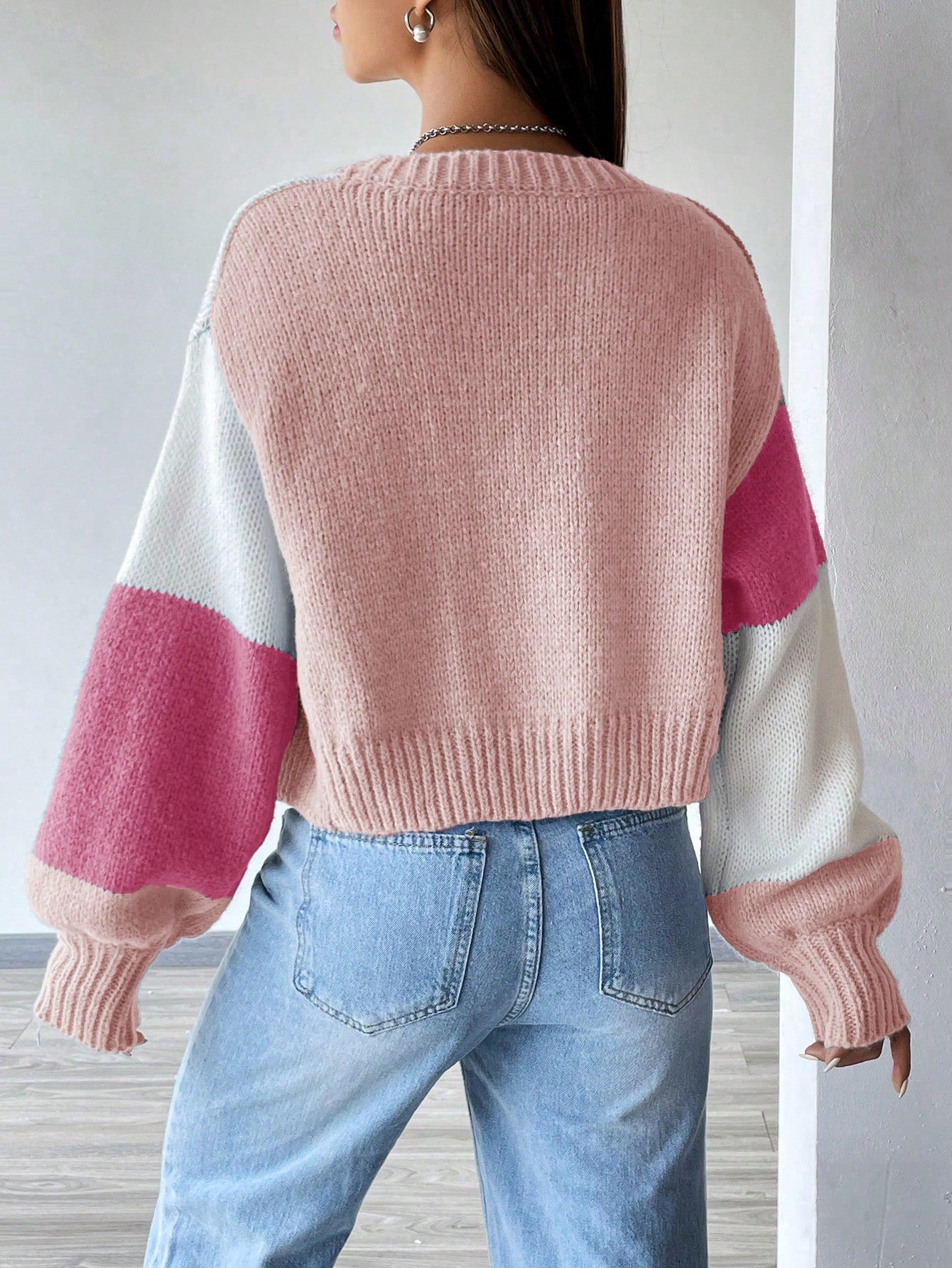 Flirla Colorblock Drop Shoulder Duster Cardigan,Long Sleeve Tops Fall Winter Cloth For Women