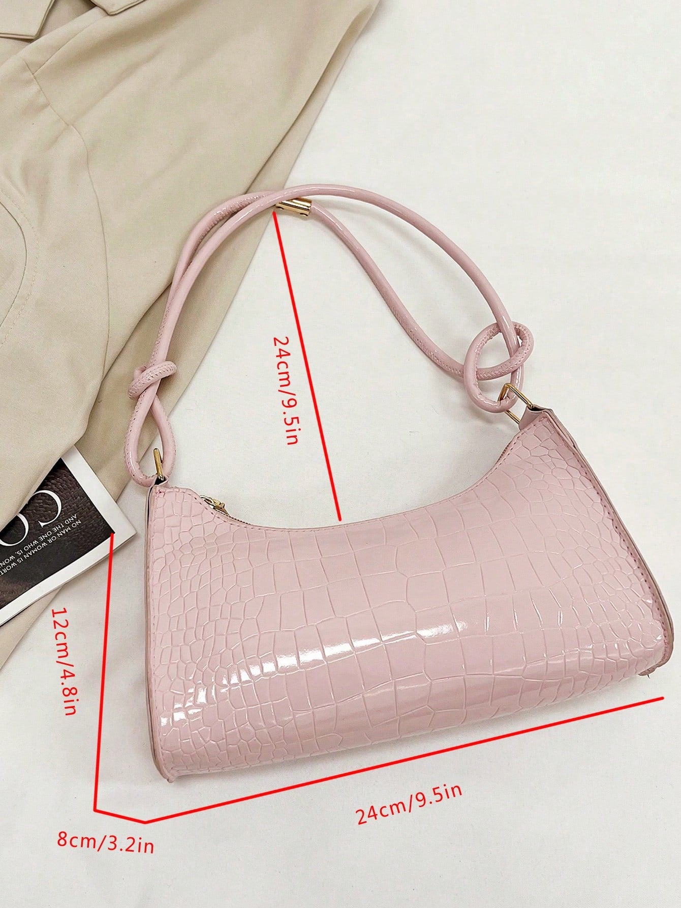 Solid Color Minimalist & Elegant Embossed Shoulder Bag