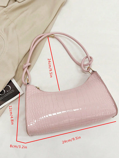 Solid Color Minimalist & Elegant Embossed Shoulder Bag