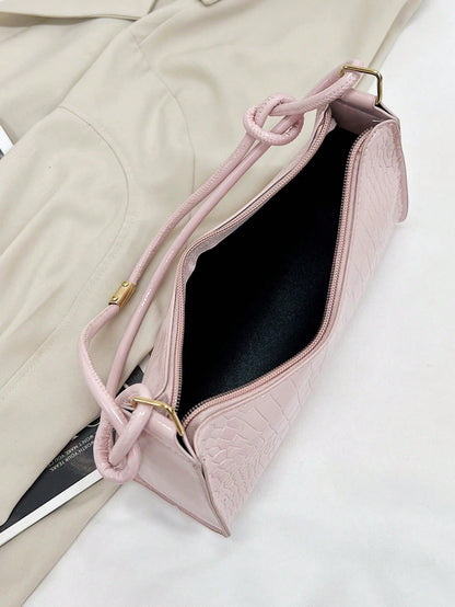 Solid Color Minimalist & Elegant Embossed Shoulder Bag