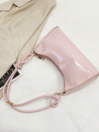 Solid Color Minimalist & Elegant Embossed Shoulder Bag