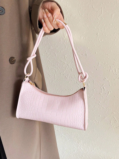 Solid Color Minimalist & Elegant Embossed Shoulder Bag