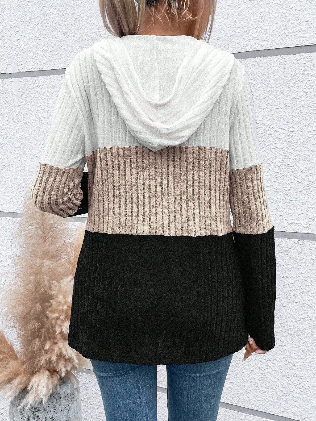 EMERY ROSE Ladies' Color Blocking Drawstring T-Shirt Graphic Tees Women Tops Fall Cloth For Women