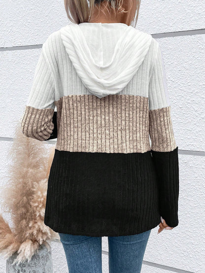 EMERY ROSE Ladies' Color Blocking Drawstring T-Shirt Graphic Tees Women Tops Fall Cloth For Women