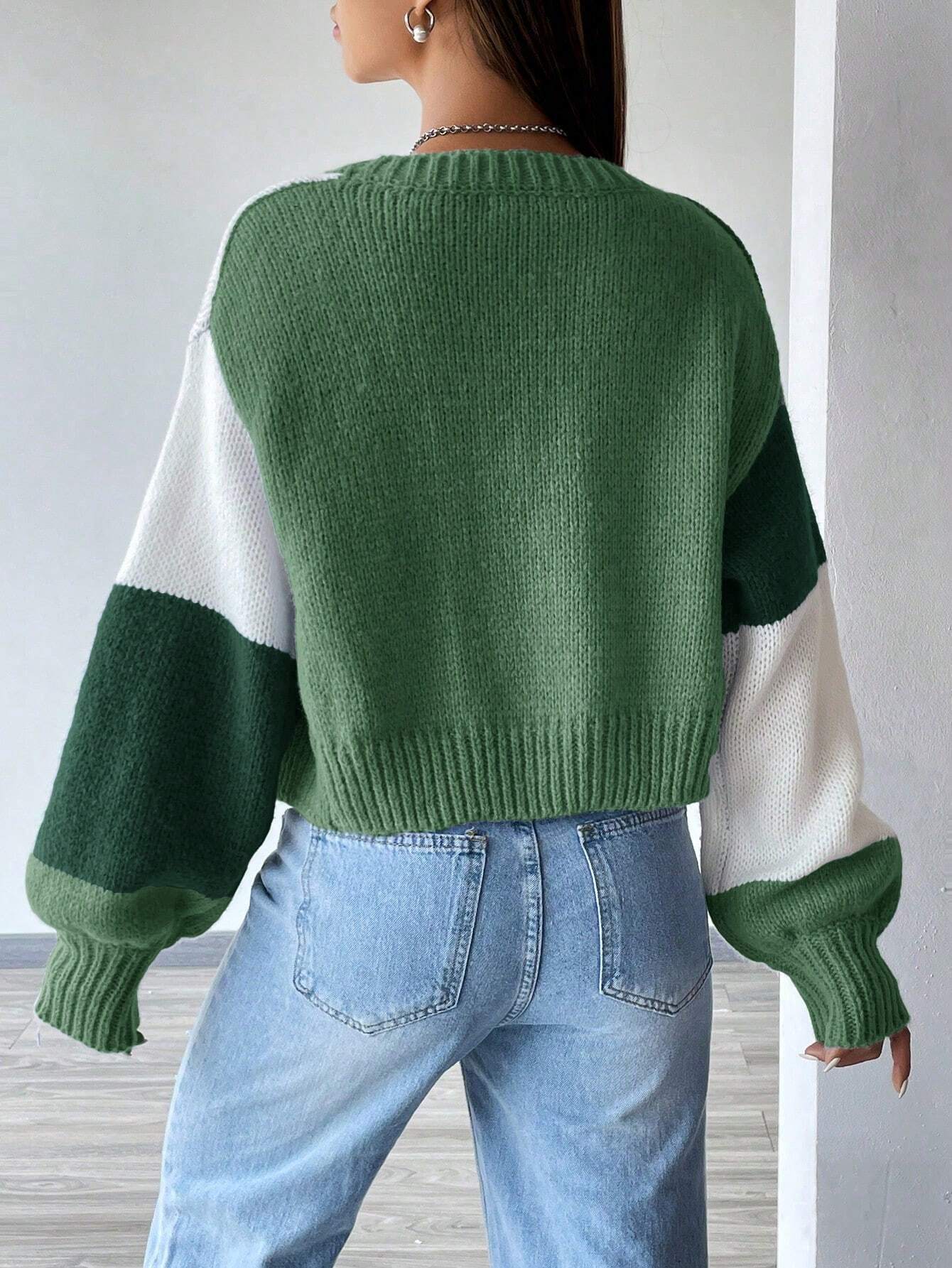 Flirla Colorblock Drop Shoulder Duster Cardigan,Long Sleeve Tops Fall Winter Cloth For Women