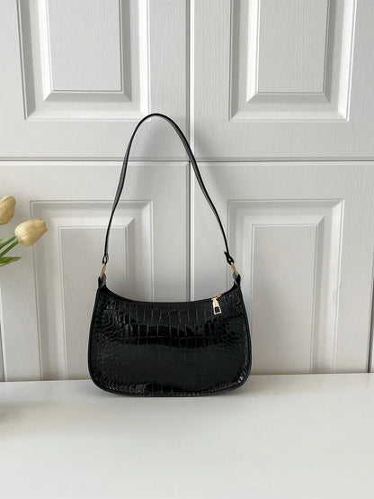 Solid Color Minimalist & Elegant Embossed Shoulder Bag