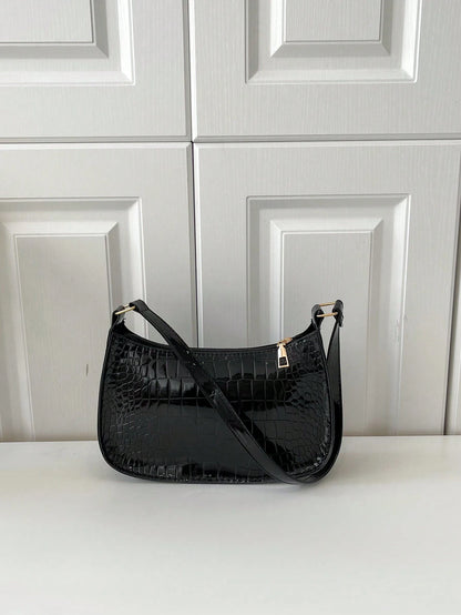 Solid Color Minimalist & Elegant Embossed Shoulder Bag