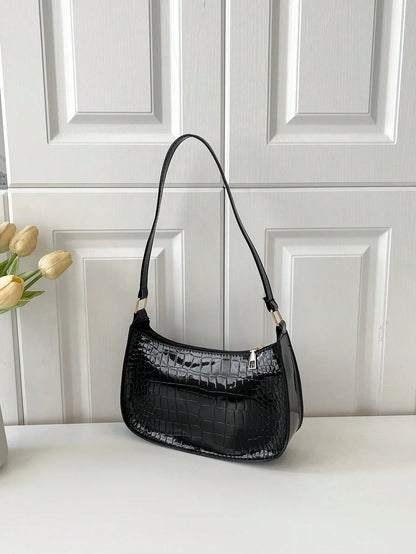 Solid Color Minimalist & Elegant Embossed Shoulder Bag