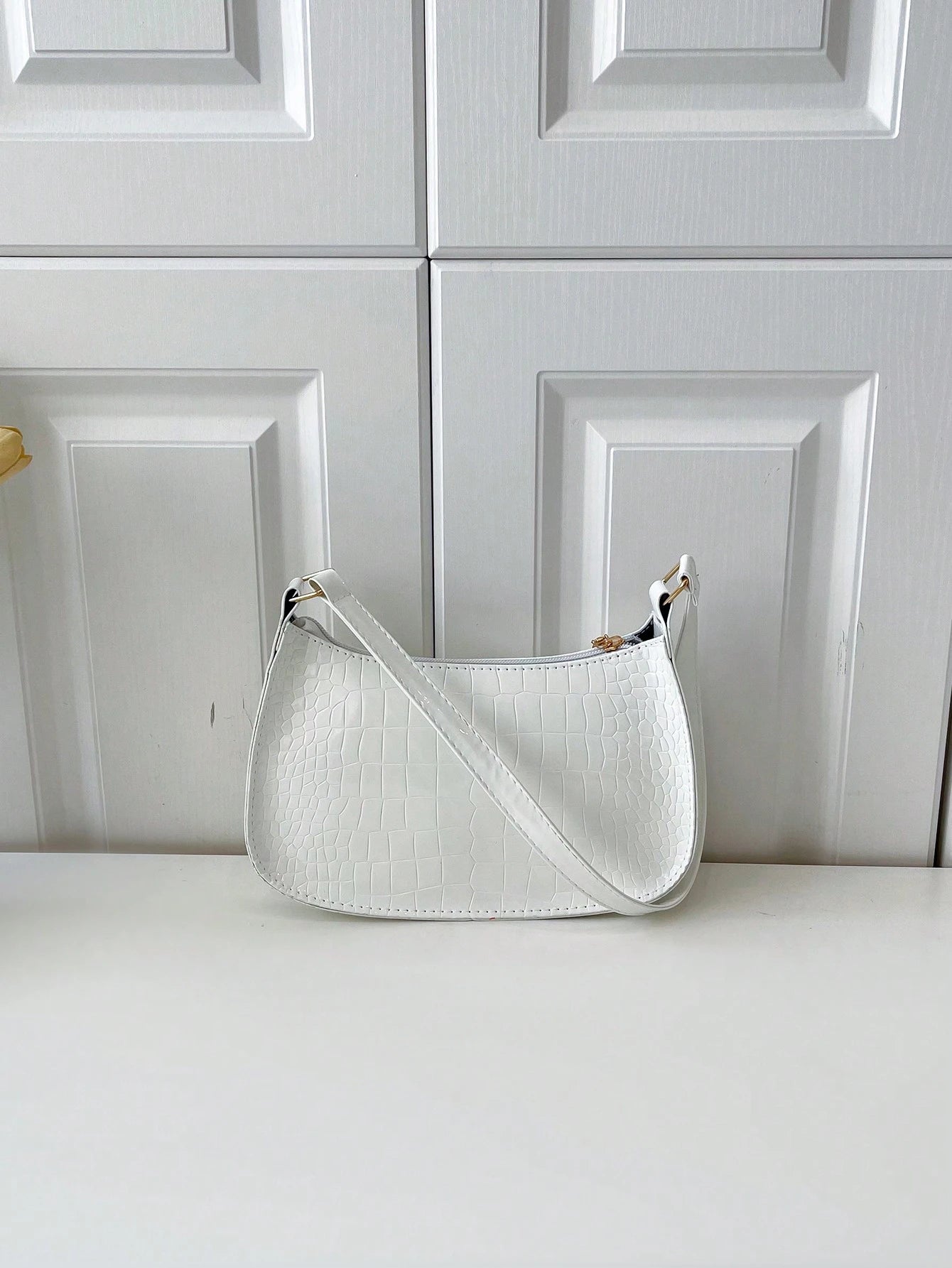Solid Color Minimalist & Elegant Embossed Shoulder Bag