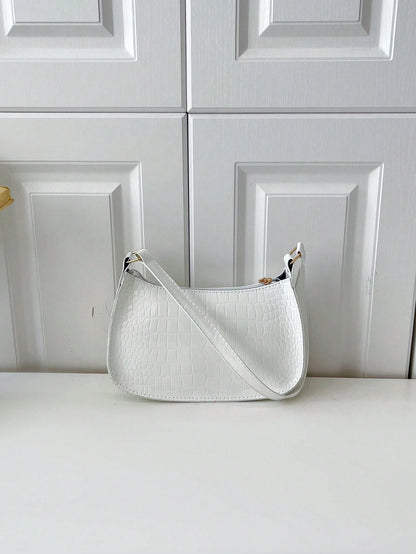 Solid Color Minimalist & Elegant Embossed Shoulder Bag