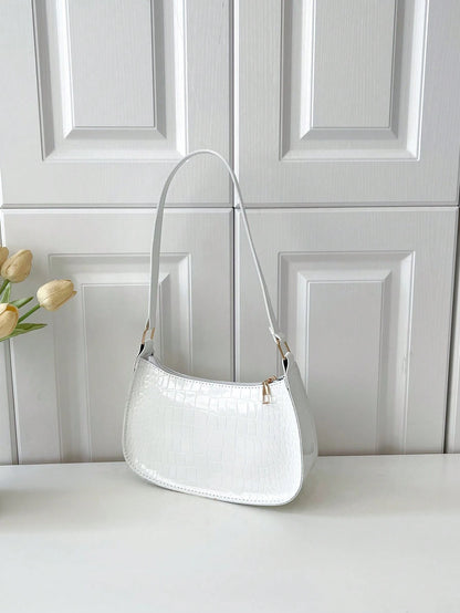 Solid Color Minimalist & Elegant Embossed Shoulder Bag