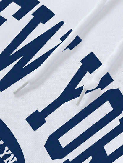 INAWLY Letter Graphic Kangaroo Pocket Drawstring Thermal Lined Hoodie,Long Sleeve Tops