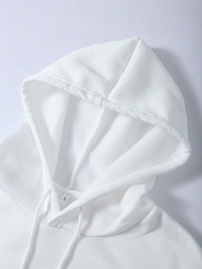 INAWLY Letter Graphic Kangaroo Pocket Drawstring Thermal Lined Hoodie,Long Sleeve Tops