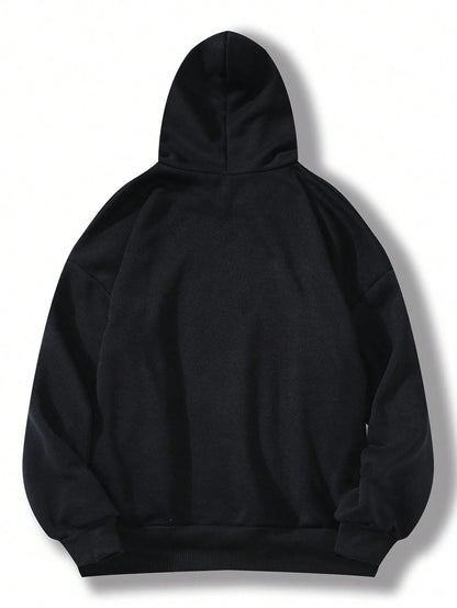 INAWLY Letter Graphic Kangaroo Pocket Drawstring Thermal Lined Hoodie,Long Sleeve Tops