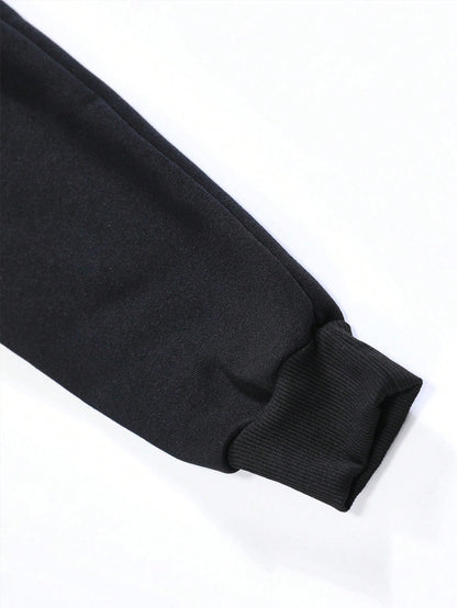 INAWLY Letter Graphic Kangaroo Pocket Drawstring Thermal Lined Hoodie,Long Sleeve Tops