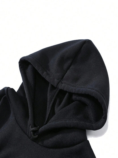 INAWLY Letter Graphic Kangaroo Pocket Drawstring Thermal Lined Hoodie,Long Sleeve Tops