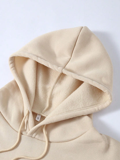 INAWLY Letter Graphic Kangaroo Pocket Drawstring Thermal Lined Hoodie,Long Sleeve Tops