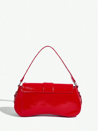 SHEIN X Lucía Bellido SHEIN SXY Fashionable Black Stud Shoulder Bag For Women, Versatile, Shopping Bag, Cool, Street Bag, Teenagers