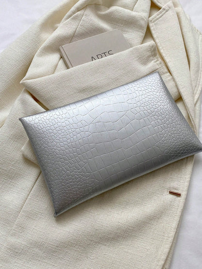 Crocodile Print, Snake Print, Solid Color, Minimalist, Fashionable, Casual PU Clutch, Envelope Bag, Fashionable Clutch Bags For Woman