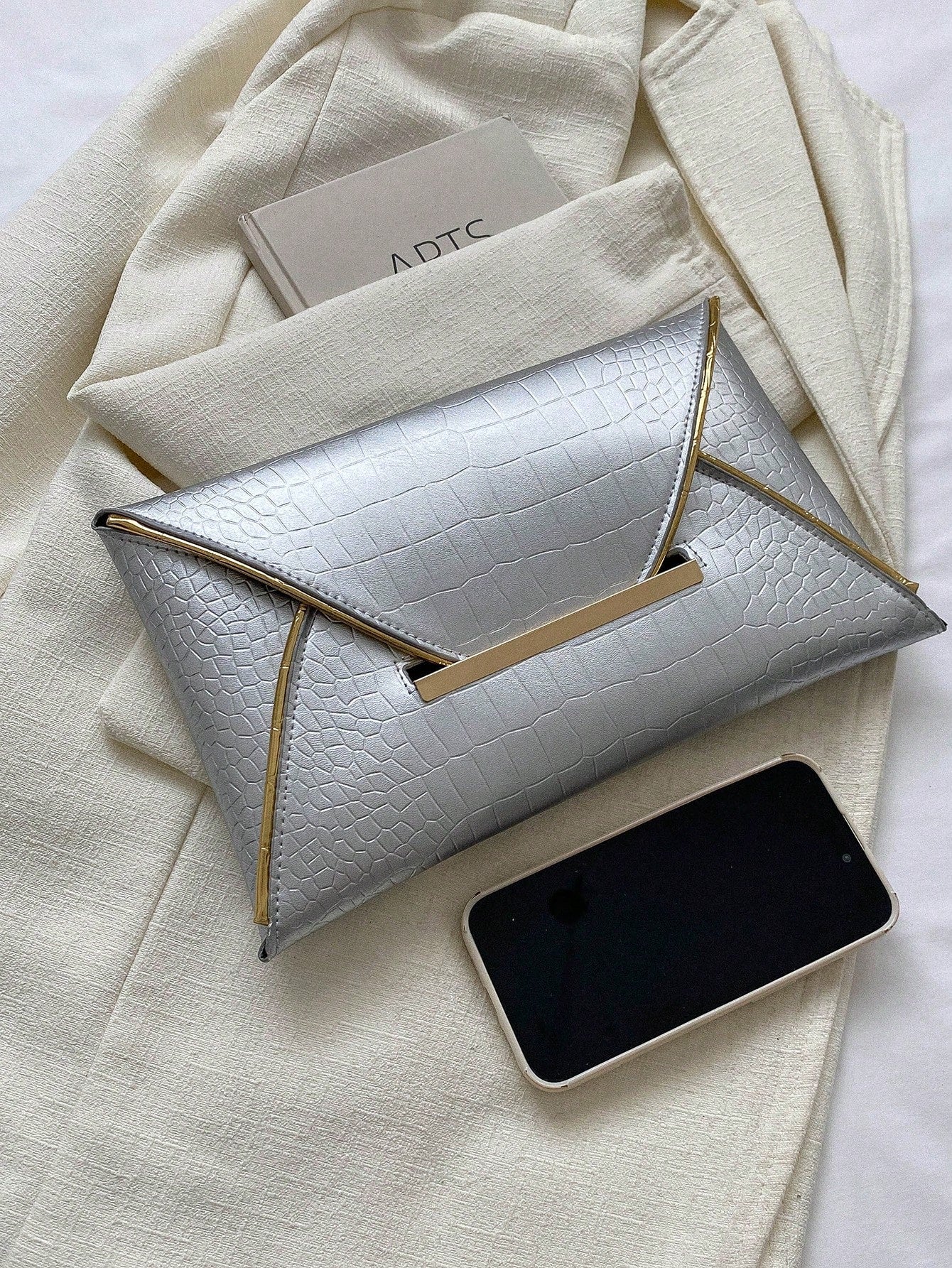 Crocodile Print, Snake Print, Solid Color, Minimalist, Fashionable, Casual PU Clutch, Envelope Bag, Fashionable Clutch Bags For Woman