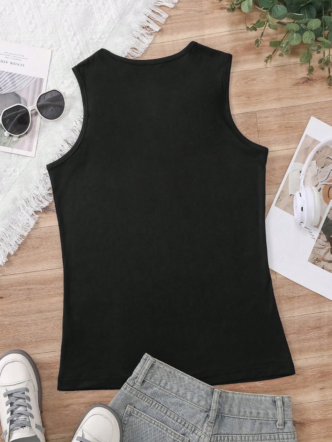 INAWLY Women's Metallic Button Decorated Tank Top For Summer