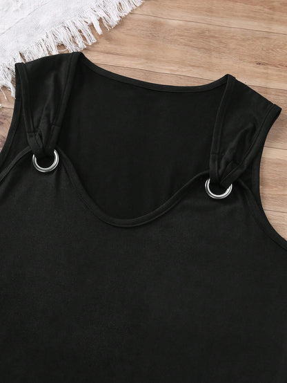 INAWLY Women's Metallic Button Decorated Tank Top For Summer