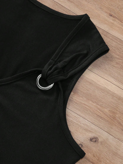 INAWLY Women's Metallic Button Decorated Tank Top For Summer