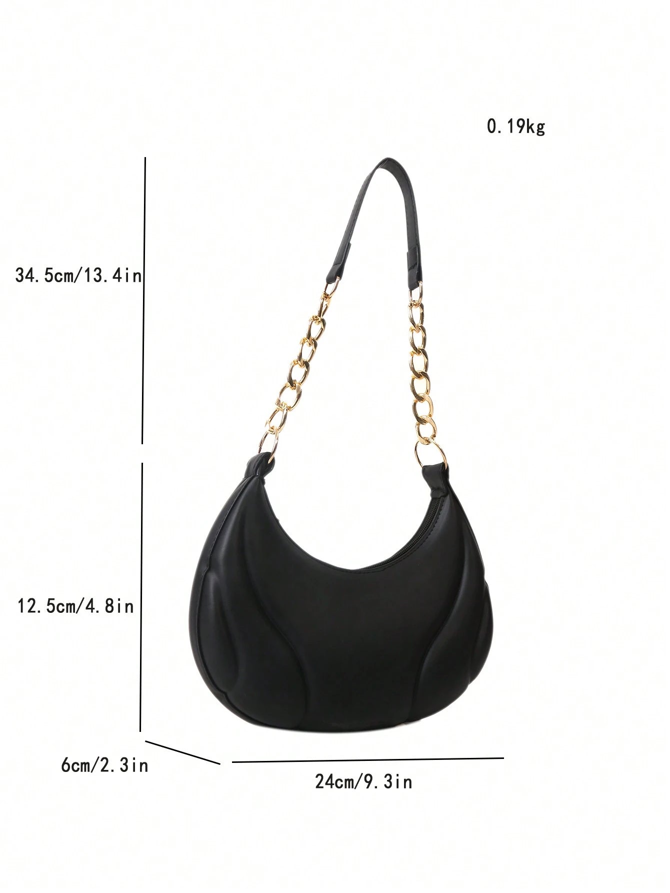 Hot Search Mini Crescent Handbag, 1 Piece, Solid Acrylic Chain Decoration, PU, Portable, Elegant Zipper Shoulder Bag Handbag Suitable For Girls To Travel And Daily Use